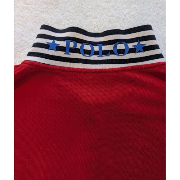 Polo Ralph Lauren Classics Red Black White Shirt Rubber Logo XXL Sleeve Spellout - Picture 3 of 11